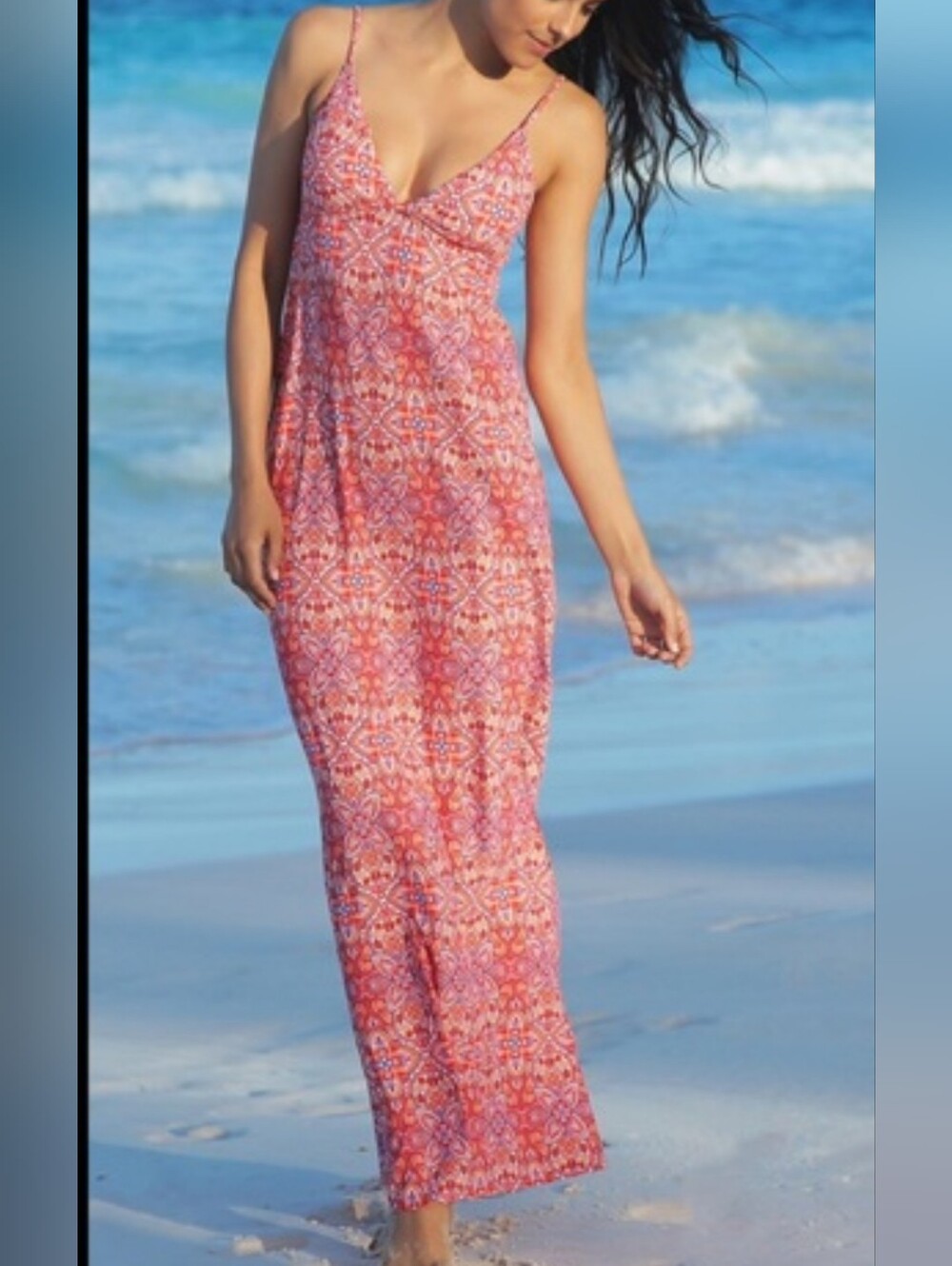 Helen Jon Red Floral  Maxi Beach Dress